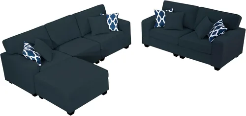 Miniatura 7 de Legend Vansen - Sofá seccional modular en forma de U con otomano, sofá de esquina reversible moderno para sala de estar (Antracita, 2+3 con otomano)