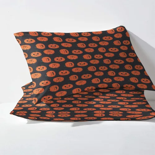 Miniatura 3 de Sábanas de Halloween tamaño individual, sábanas de calabaza para niños y niñas, sábanas con patrones y fundas de almohada, juego de 3 piezas, sábana