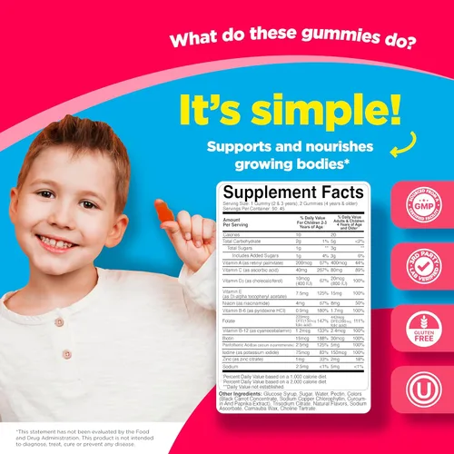 Miniatura 3 de Phytoral Gomitas multivitamínicas masticables para niños, vitaminas gomosas para apoyar el estado de ánimo, impulso de energía natural y apoyo