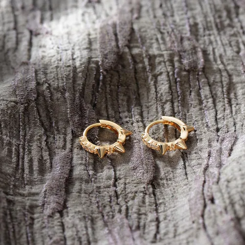 Miniatura 6 de VACRONA - Aretes tipo arracadas para mujer, chapados en oro de 14 quilates, diseño de aro de arracada
