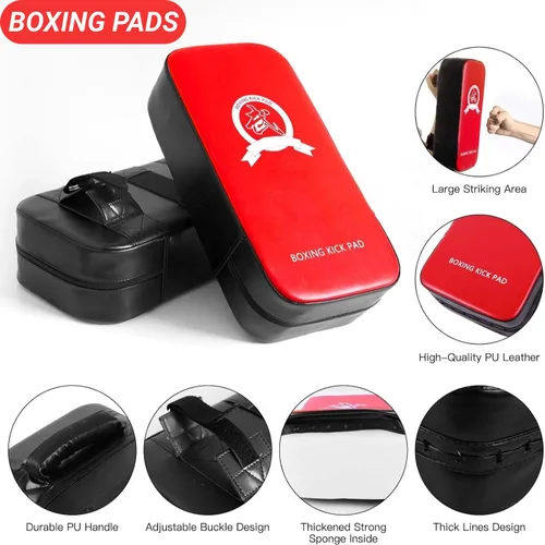Miniatura 5 de SEISSO Almohadillas de boxeo para patadas, guantes de boxeo curvos, guantes de boxeo para niños, material de cuero, almohadilla de karate