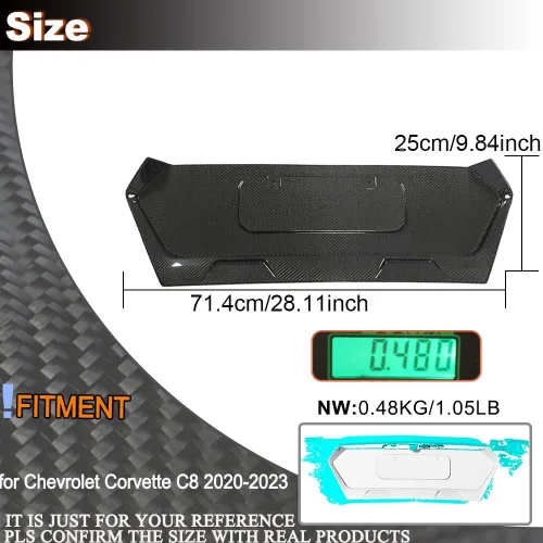 Miniatura 4 de Marco de placa trasera de fibra de carbono real para Chevrolet Corvette C8 2020-2025, accesorios decorativos, salida de fábrica