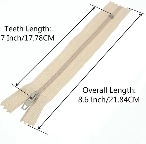 Miniatura 2 de #3 Beige Nylon Coil Zipper Closed End Zippers Bulk for DIY Tailor Sewing Crafts,Bags,Purses(30 PCS/Pack,7 Inch) SHUNLI