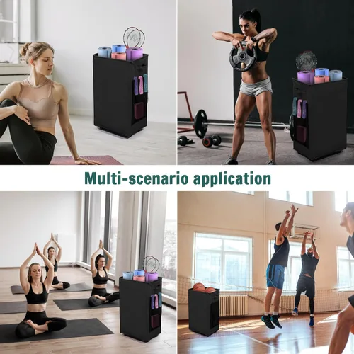 Miniatura 7 de Estantes de Almacenamiento para Esterillas de Yoga, Estante de Almacenamiento para Gimnasio en Casa con Ruedas, Soporte para Esterillas de Yoga