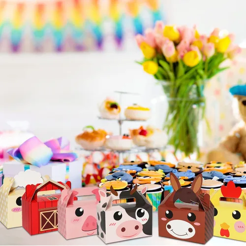 Miniatura 6 de 24 paquetes de cajas de regalo para fiesta de animales de granja, temática de granja, cajas de dulces para cumpleaños, bolsas de regalo de Navidad