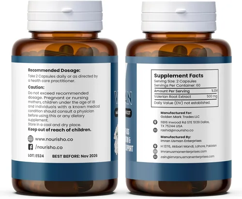 Miniatura 2 de Raíz de valeriana para dormir cápsulas de 500 mg, 120CT suplementos de raíz de valariana para dormir, cápsulas de polvo de valeriana, extracto