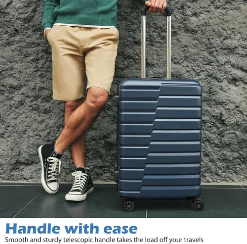 Miniatura 2 de COOLIFE Maleta extensible para equipaje PC ABS TSA Lock Spinner Llevar en juegos de 3 piezas, Azul, moldeado