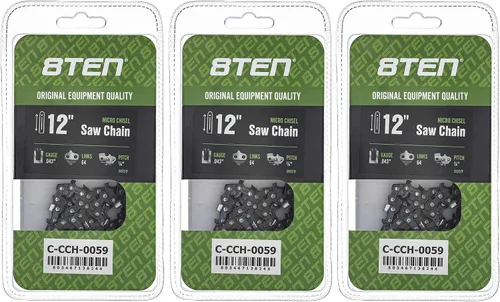 Miniatura 110 de 8TEN Cadena de motosierra semi cincel de 6 pulgadas .050 1/4 42 DL para Worx WG320 Black & Decker LLP120 (paquete de 3)
