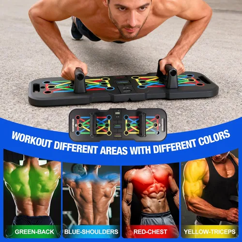Miniatura 3 de Tabla de empuje con contador, tabla de flexiones para hombres y mujeres, equipo de entrenamiento de fuerza de gimnasio plegable