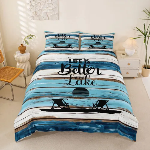 Miniatura 26 de Erosebridal Funda de edredón de ancla náutica, juego de ropa de cama con brújula oceánica, tamaño individual para niños, adolescentes, adultos