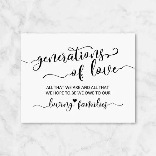 Letrero de boda de Generations of Love con texto en inglés «All That We Are and All That We Hope», cita de boda sin marco, 8 x 10 pulgadas