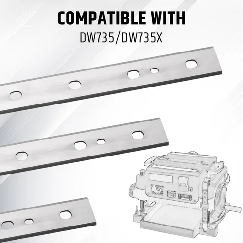 Miniatura 6 de Cuchillas cepilladoras de 13 pulgadas para cepilladora Dewalt DW735, DW735X, reemplazo de bordes de corte dobles HSS para cuchillos cepilladores