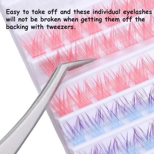 Miniatura 2 de Extensiones de pestañas postizas de colores, 140 unidades, aspecto natural, rizo D, pestañas de ojo de gato, individuales, extensiones de pestañas
