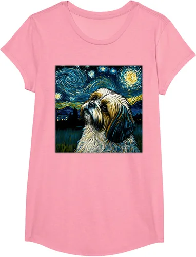 Miniatura 89 de Camiseta Surrealism Starry Night Shih Tzu Dog