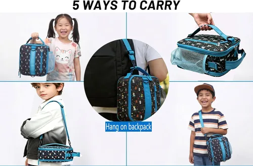 Miniatura 3 de Expandable(18cans) Lunch Box Insulated Cute Cartoon Lunch bag for Kids Boys Grils Toddler Teens Portable Lightweight Small Lunchbox With Shoulder