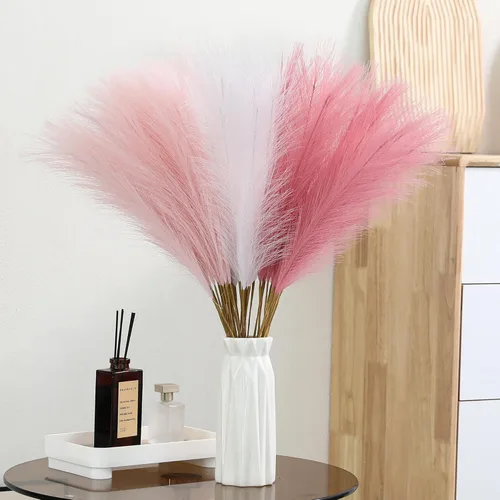Wertuirk 30 piezas de hierba artificial de pampas – Hierba de pampas rosa de 24 pulgadas para decoración del hogar, hierba de pampas artificial de