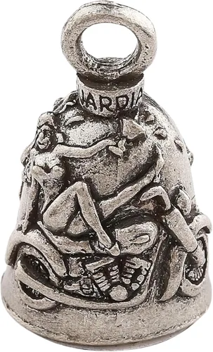 Guardian Bell Campana de buena suerte con llavero y bolsa de regalo de terciopelo negro | Campana de motocicleta | Peltre sin plomo | Hecho en