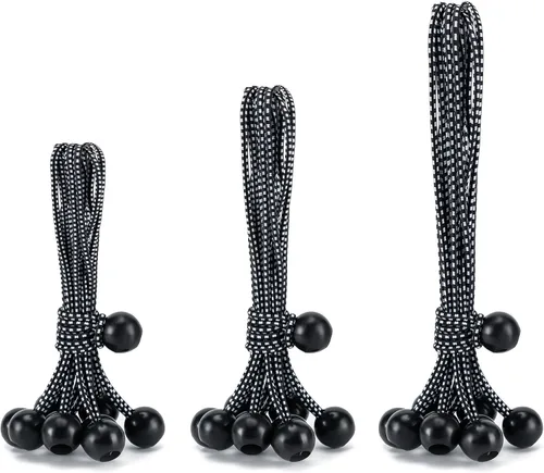 Miniatura 19 de Paquete de 30 cuerdas elásticas con bola, cuerdas elásticas resistentes de 4 pulgadas, lona de toldo con bolas elásticas para amarre de dosel