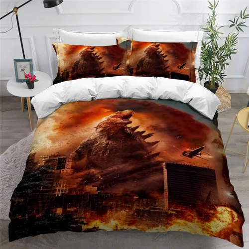 Miniatura 20 de Juego de funda de edredón de tamaño individual, funda de edredón de dinosaurio para hombres, juego de ropa de cama 3D para niños y niños, microfibra