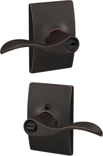 Miniatura 98 de SCHLAGE - Manija de puerta Accent con cerradura de paso libre para pasillo y armario en bronce antiguo - F10 ACC 716 Bronce Envejecido