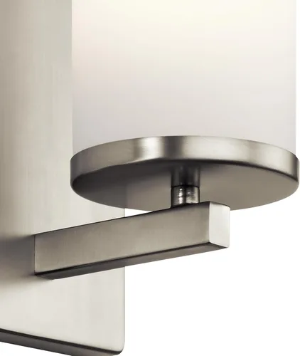 Miniatura 7 de Kichler Crosby 45495NI - Aplique de pared de 9.25 pulgadas en níquel cepillado, 1 luz contemporánea para pasillo o baño con cristal de ópalo