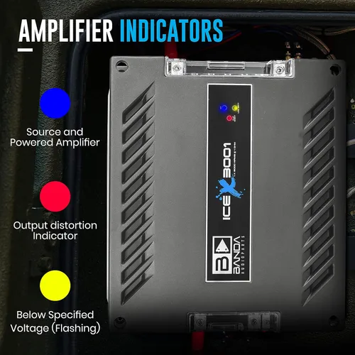Miniatura 3 de Banda Ice X 3001-1 Canal 3000 Watts RMS 1 Ohm Amplificador para Coche