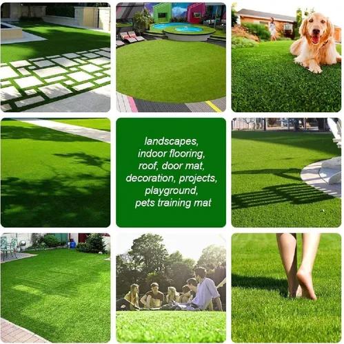 Miniatura 7 de Alfombra de césped artificial, 5 x 5 pies (25 pies ²) de altura del pelo de 1.38 pulgadas de altura para interiores y exteriores, sintética