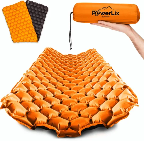 Miniatura 12 de Powerlix - Colchoneta inflable ultraligera y compacta con bolsa de inflado, bolsa de transporte y kit de reparación, ideal para acampar, mochilero