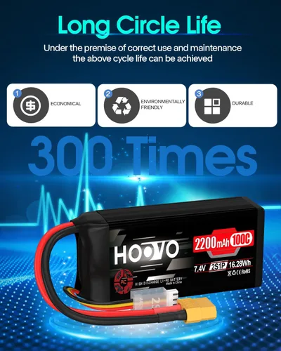 Miniatura 6 de HOOVO 2S Shorty Lipo Battery 2200mAh 100C 7.4V RC Lipo Batería con conector XT60 para FPV Racing Drone RC Avión Helicóptero Quadcopter Car-2 Pack