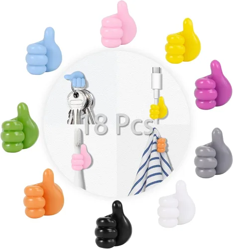 CERETIA 18 ganchos de silicona autoadhesivos para el pulgar, ganchos de pared multifuncionales para clip de cable, soporte para llaves, ganchos de