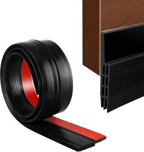 Miniatura 9 de SUNMON Burlete de sello de puerta y tira tipo D, burlete para puertas exteriores e interiores de 3.3 pies (negro), burlete autoadhesivo de espuma