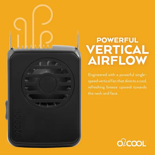 Miniatura 3 de O2COOL Ventilador de Collar Deluxe, Funciona con Pilas, para Enfriamiento Personal con Correa Ajustable (Negro)