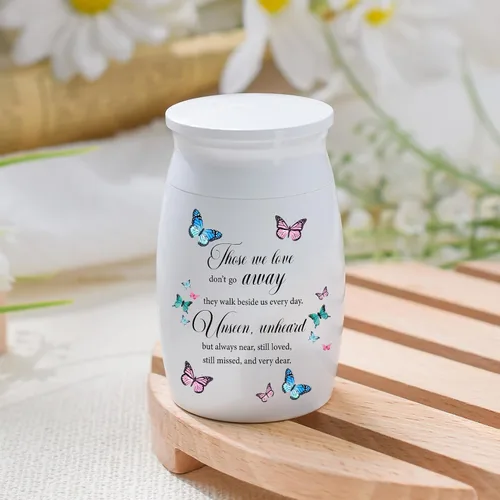 Miniatura 6 de Urnas pequeñas para cenizas humanas de 3 pulgadas, mini urna conmemorativa de aluminio, pequeña urna de recuerdo, mariposa, mini cremación, urna