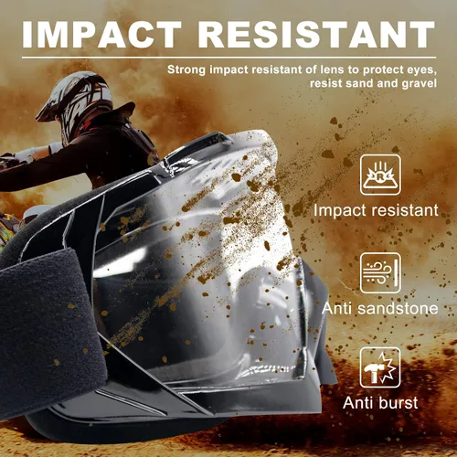 Miniatura 3 de Gafas de motocross - Gafas para motocicleta de tierra para hombres, mujeres y jóvenes - MX para todoterreno, conducción en pistas y carreras