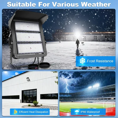 Miniatura 5 de 112500LM Luz de estadio LED atenuable 0-750w súper brillante Luz de inundación LED para arena al aire libre 100-277v 5000k Yoke U Mount IP66