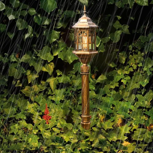 Miniatura 4 de Luces de poste al aire libre, IP23 impermeable lámpara de pie de metal vidrio pantalla césped luz villa paisaje comunidad jardín patio pasillo