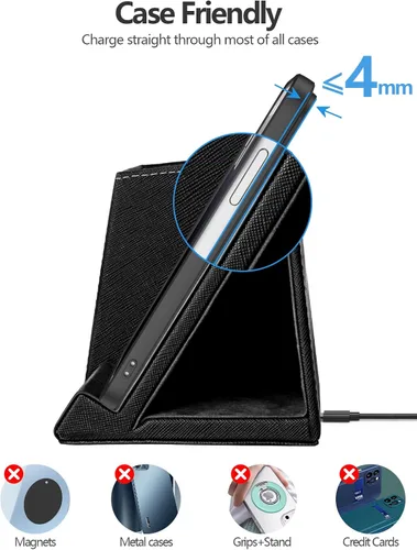 Miniatura 7 de Organizador de suministros de escritorio, soporte multifuncional para lápices y bolígrafos con cargador inalámbrico, organizador de papelería