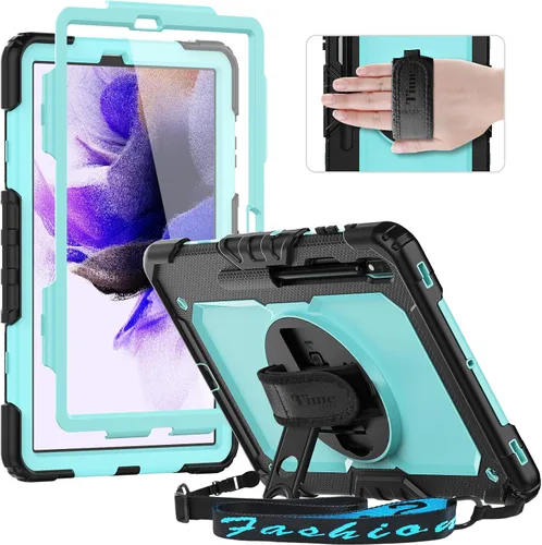 Miniatura 10 de Timecity Funda para Samsung Galaxy Tab S8 Plus/S7 FE 5G de 12.4 pulgadas con protector de pantalla y soporte giratorio de 360° y correa de hombro