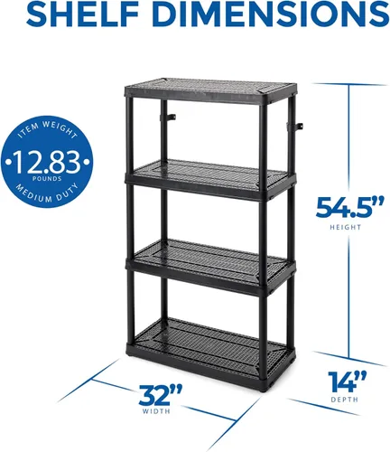Miniatura 5 de Gracious Living Estantería de almacenamiento de uso medio con 4 estantes, ventilada, de altura fija, sistema organizador de 14 x 32 x 54.5 pulgadas