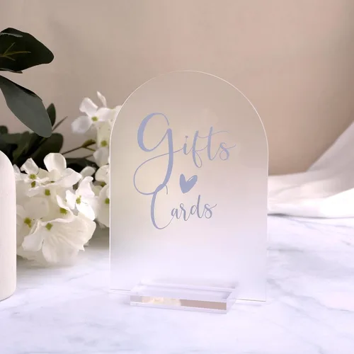Miniatura 9 de UNIQOOO 20 carteles de mesa de arco esmerilado de acrílico de 5 x 7 pulgadas para bodas, 1/8 pulgadas de grosor, hoja de letrero de arco en blanco