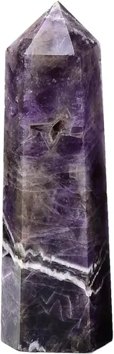 Miniatura 3 de AMOYSTONE Dream Amethyst - Varita hexagonal con 6 pilares facetados individuales de 0.6-1 libras para reiki, meditación, colección, decoración