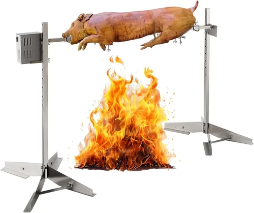 Kit de parrilla eléctrica con rotisserie DESENNIE, capacidad de 46 pulgadas y 132 LBS, motor automático de 50 W de altura ajustable, soporte