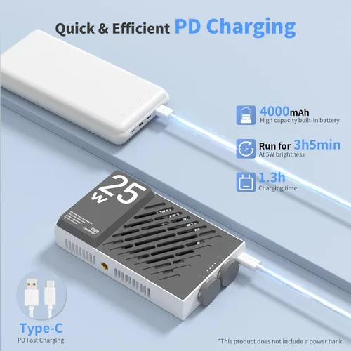 Miniatura 5 de ZHIYUN CINEPEER CM25 - Luz de video LED de 25 W, tamaño de bolsillo, mini portátil para fotógrafos, luz en cámara, regulable 2700K-6200K • CRI≥96 •