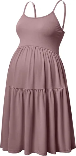 Miniatura 15 de GINKANA Vestido de maternidad sin mangas para mujer, con tirantes ajustables, vestido casual de verano para uso diario o baby shower