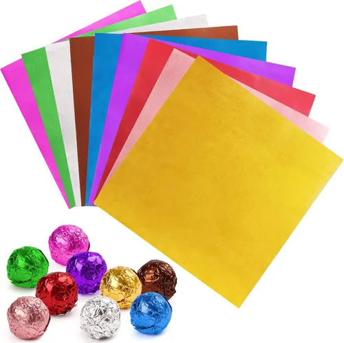 Miniatura 3 de LotFancy Envolturas de caramelos de aluminio para chocolates, 4 x 4 pulgadas, 900 piezas de papel de aluminio para envolver dulces, hojas cuadradas