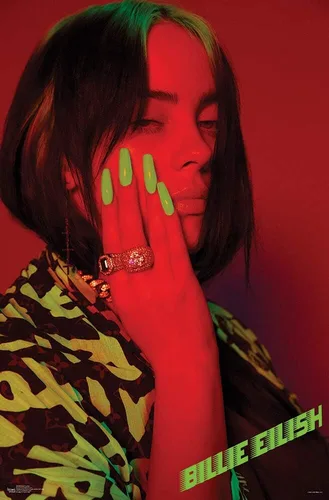 Miniatura 7 de Scorpio Posters Billie Eilish - Rojo - Licencia oficial - Mini póster - 11 x 17 pulgadas - con soporte para póster de madera negra