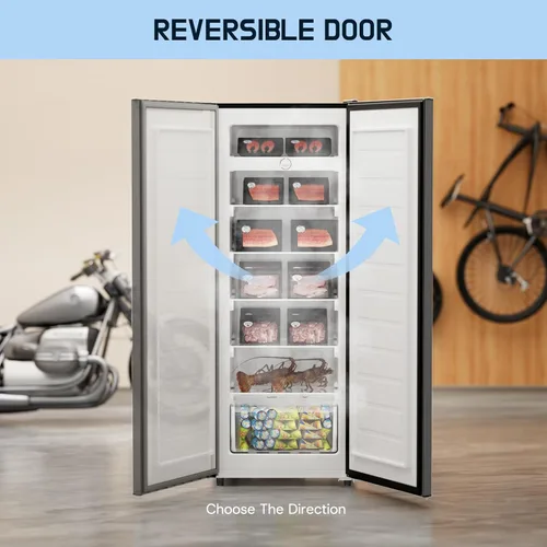 Miniatura 6 de Upstreman - Congelador vertical de 7.0 pies cúbicos, congelador grande de pie color negro con 5 estantes ajustables, refrigerador/congelador