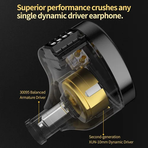 Miniatura 6 de KZ Krila - Audífonos híbridos sintonizables de 4 niveles, KZ HiFi BA DD con graves pesados, auriculares inalámbricos desmontables