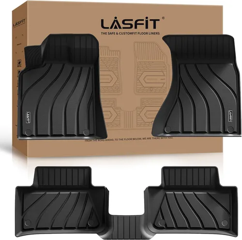 LASFIT Tapetes para 1a y 2a fila de asientos de auto de elastómero termoplástico para todo tipo de clima, fáciles de limpiar, de ajuste