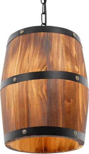Lámpara colgante de techo retro, madera antigua barril de vino colgante accesorio barra de luz decoración café lámpara de techo, lámpara de techo